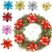 12 Pcs Christmas Large Poinsettia Glitter Flower Tree Hanging Party Xmas Decor