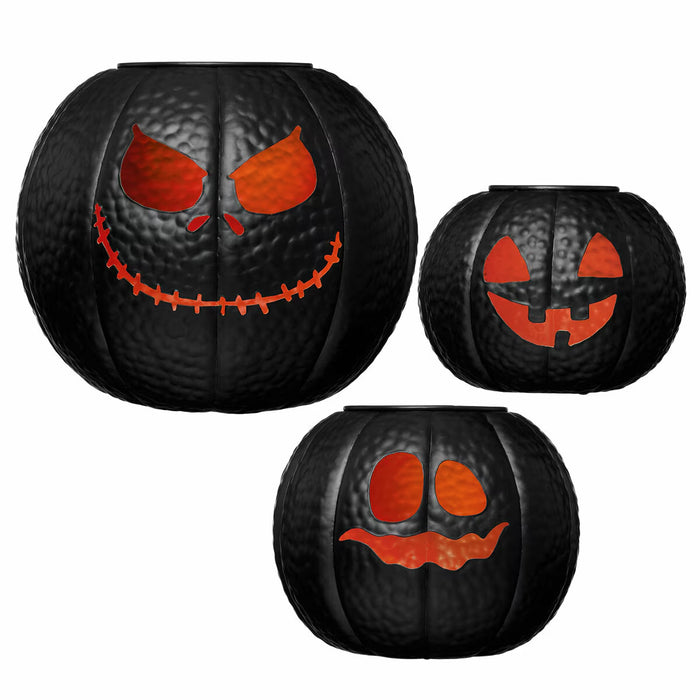 Halloween Metal Pumpkin Lanterns - Set of 3