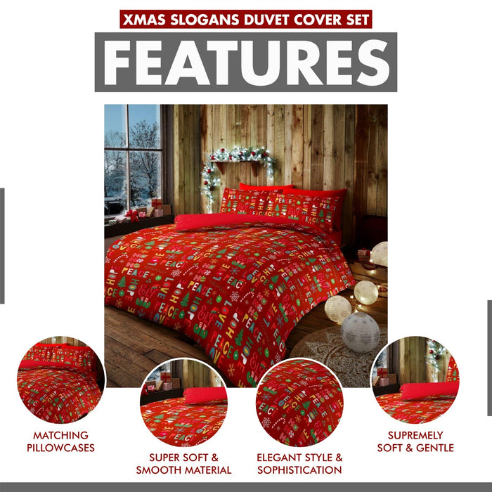 Xmas Duvet Quilt Cover Pillowcase Soft Reversible Printed Bedding Set All Size