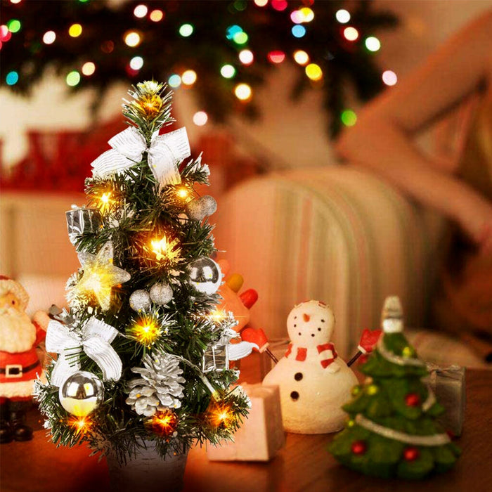 40Cm Tabletop Artificial Small Mini Christmas Tree LED Lights Ornament Xmas Gift