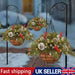 Pre-Lit Artificial Christmas Hanging Basket - Flocked with Mixed Decorations UK