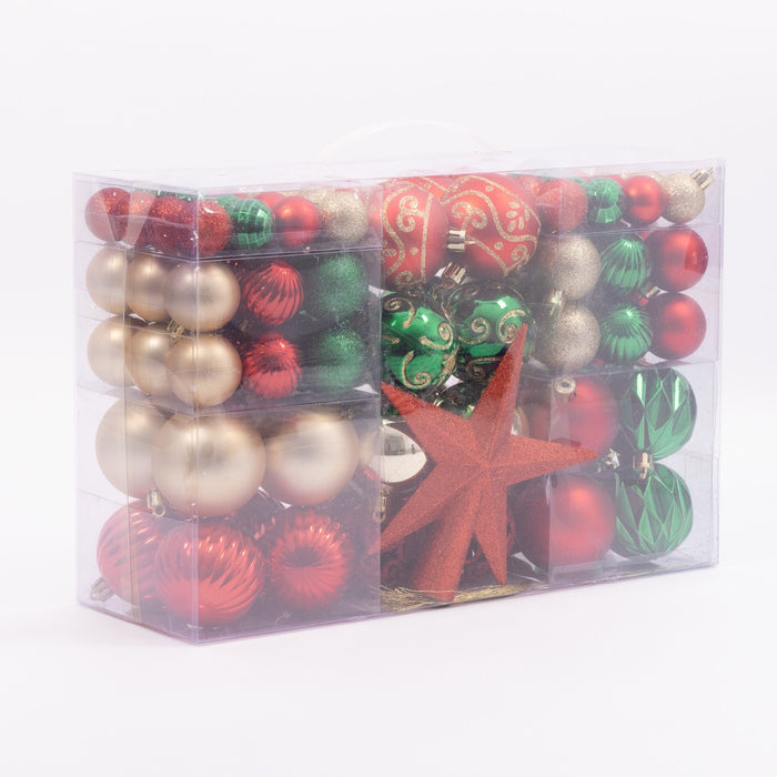 100 Christmas Baubles Tree Hanging Balls Xmas Party Beads Ornament Mixed Sizes