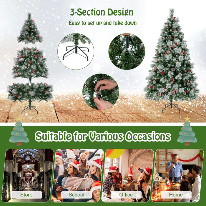 Pre-Lit Artificial Christmas Tree with 11 Lighting Modes and 350 LED Lights