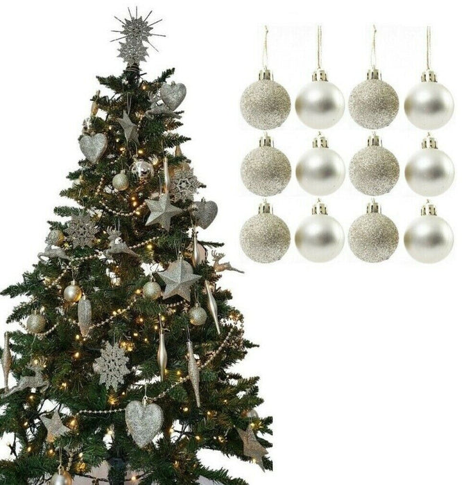 12Pc Christmas Tree Baubles, Tree Decorations, Xmas Bauble Decorations/Or