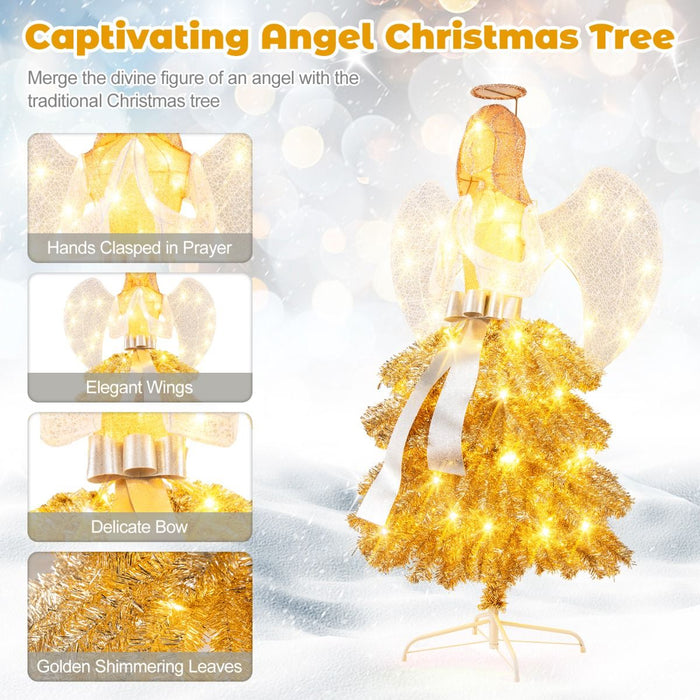 1.57M Lighted Christmas Angel Tree with Hands Clasped in Prayer