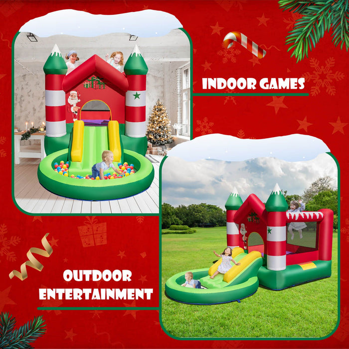 Inflatable Bouncy Castle Christmas Themed with Ball Pit without Blower