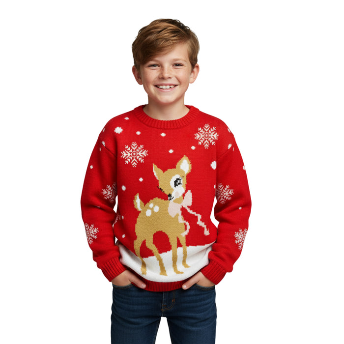 Christmas Jumper Kids Girls Baby Deer Novelty Xmas Knitted Jumper Warm Sweater