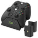 Xbox controller charging dock with dual rechargeable battery packs and LED indicators

