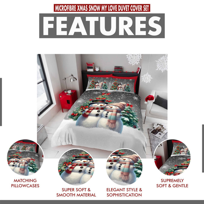 Xmas Duvet Quilt Cover Pillowcase Soft Reversible Printed Bedding Set All Size