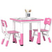 Pink AIYAPLAY 3-piece adjustable kids table and chair set – safe playroom furniture for toddlers and preschoolers