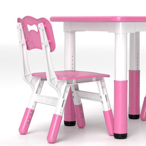 3 Pcs Kids Table & Chair Set – Adjustable Height, Space-Saving Design- Pink - Samanta Factory