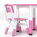 3 Pcs Kids Table & Chair Set – Adjustable Height, Space-Saving Design- Pink - Samanta Factory