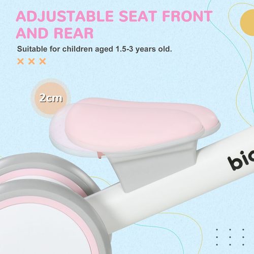 AIYAPLAY Kids Balance Bike for 1-3 Years Old with Adjustable Seat, Pink - Samanta Factory