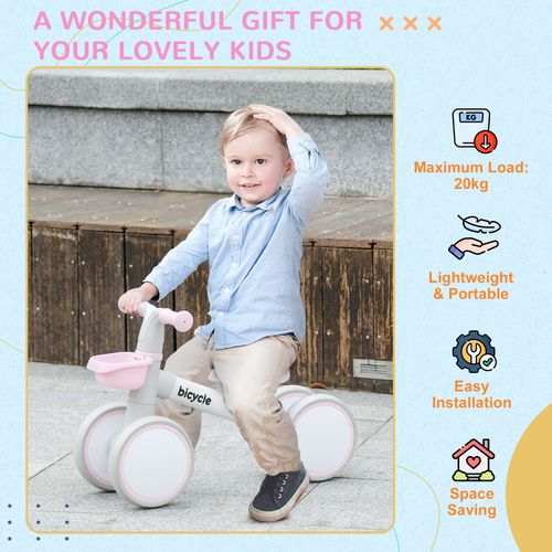 AIYAPLAY Kids Balance Bike for 1-3 Years Old with Adjustable Seat, Pink - Samanta Factory