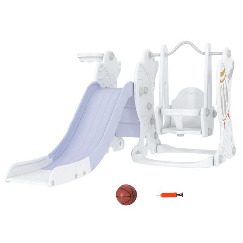 AIYAPLAY 3-in-1 space-themed toddler playset with slide, swing, and basketball hoop – safe indoor/outdoor activity set for UK children aged 18 to 48 months