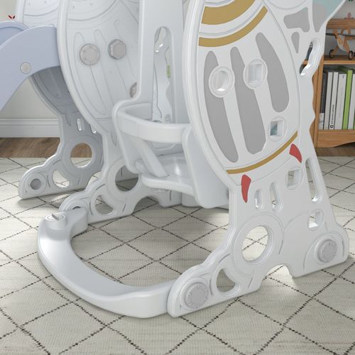 AIYAPLAY Space-Themed Slide and Swing Set for Kids, Swing Slide Basketball Hoop - Samanta Factory