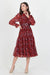 Patterned Chiffon Dress With Belt - Samanta Factory
