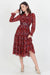 Patterned Chiffon Dress With Belt - Samanta Factory