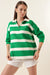 Green striped Breton sweater for women