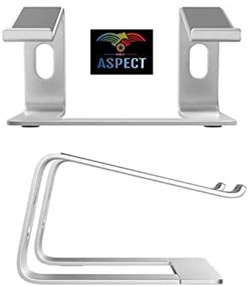 Aspect Metal Desktop Laptop Stand Compatible with All MacBook and Laptops Size Range 10 to 15.6 Inches (SLIVER) - Samanta Factory