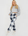Checked Fleece Joggers - Checked Joggers - Navy - Samanta Factory