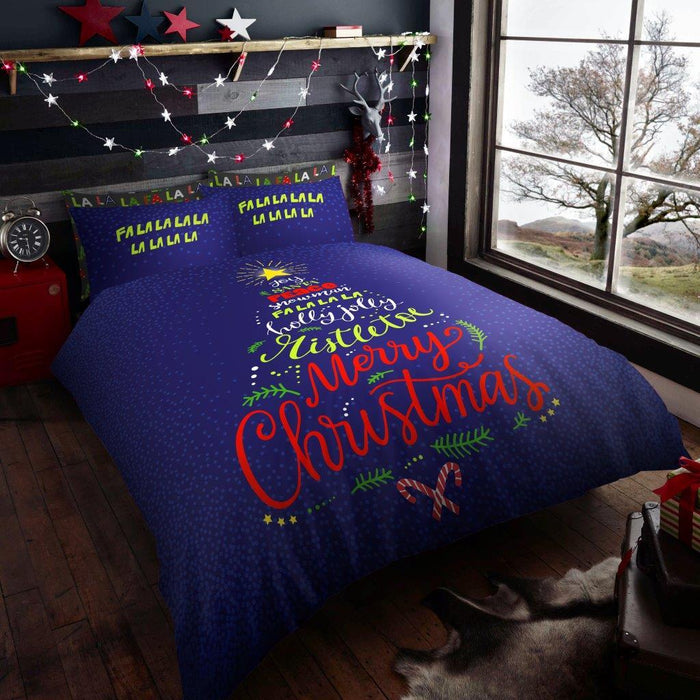 CHRISTMAS XMAS DUVET COVER SET Reversible Quilt Bedding Single Double King Size