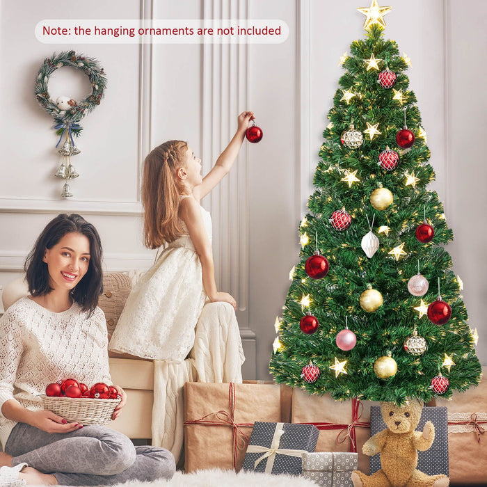 5/6FT Fiber Optic Artificial Christmas Tree with 21 Star LED Lights