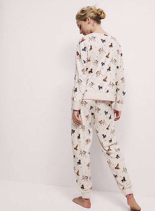 Ladies Ex M&S Pure Cotton Printed Festive Christmas Pyjama Set S M L XL