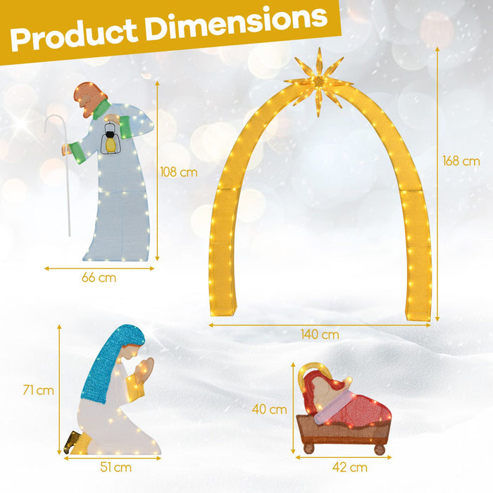 168 CM Christmas Nativity Scene with 194 LED Warm White Lights