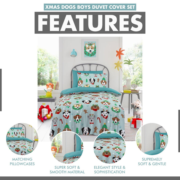 Xmas Duvet Quilt Cover Pillowcase Soft Reversible Printed Bedding Set All Size