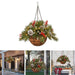 Pre-Lit Artificial Christmas Hanging Basket - Flocked with Mixed Decorations UK