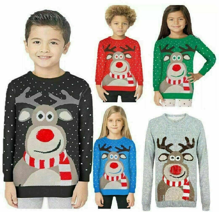 NEW CHILDREN'S POM POM 3D JUMPER XMAS CHRISTMAS NOVELTY SWEATER UK 5-12 YEAR