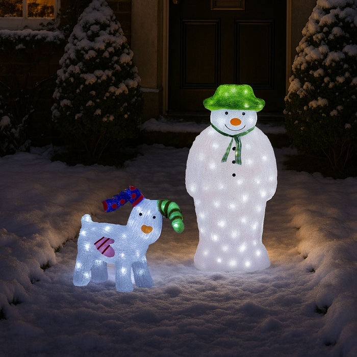 Neo Snowman Snow Dog LED Light up Acrylic Christmas Festive Decoration Outdoor