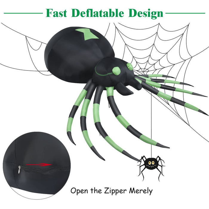 Inflatable Halloween Spide with LED Lights and Powerful Blower