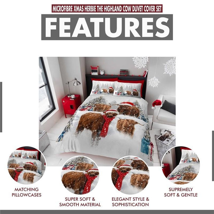 Xmas Duvet Quilt Cover Pillowcase Soft Reversible Printed Bedding Set All Size