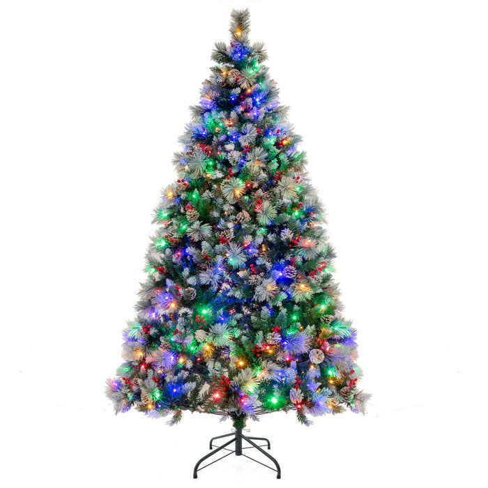 Pre-Lit Artificial Christmas Tree with 11 Lighting Modes and 350 LED Lights