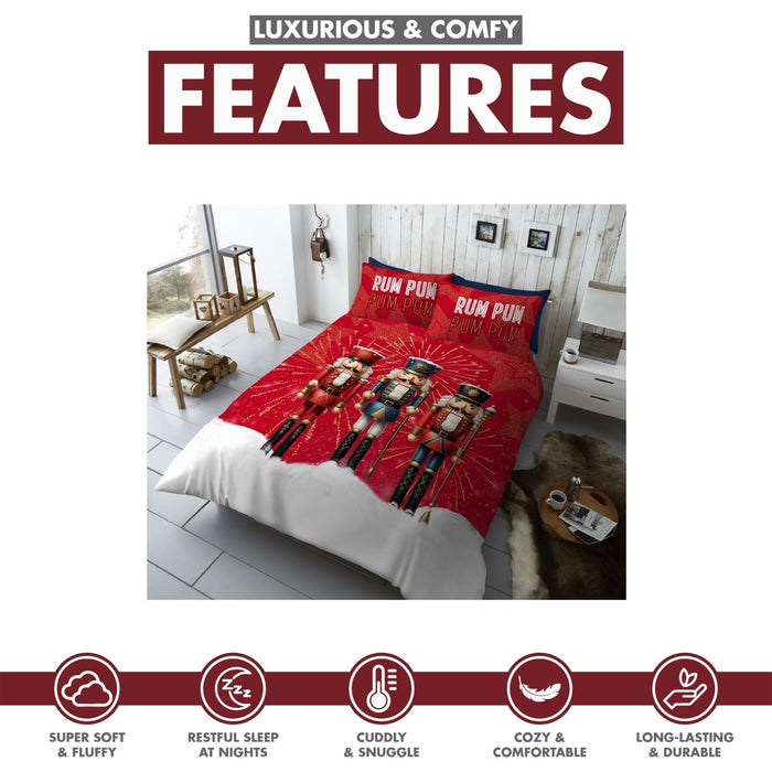 Xmas Duvet Quilt Cover Pillowcase Soft Reversible Printed Bedding Set All Size