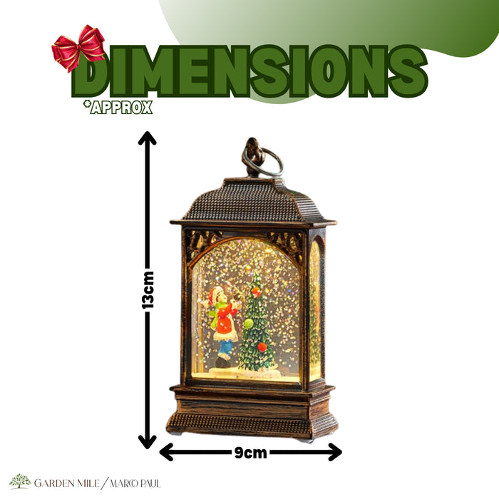 Christmas Snow Globe Lantern Scene Tree Ornament Decoration Xmas LED Light Up