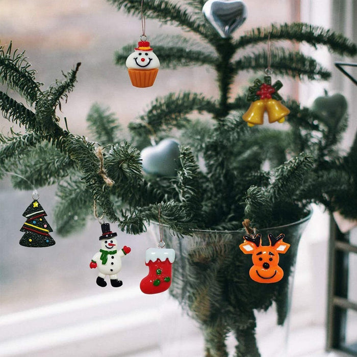 30 Pack Mini Resin Christmas Ornaments Xmas Tree Hanging Decoration Figurines