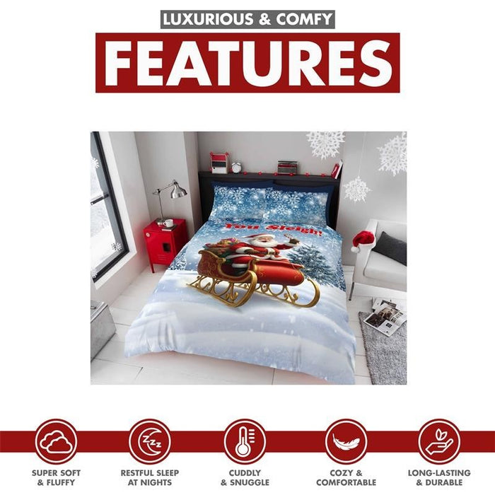 Xmas Duvet Quilt Cover Pillowcase Soft Reversible Printed Bedding Set All Size