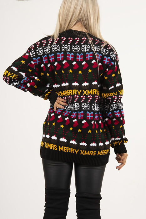 New Ladies Womens Santa Xmas Christmas Novelty Fairisle Retro Jumper Sweater