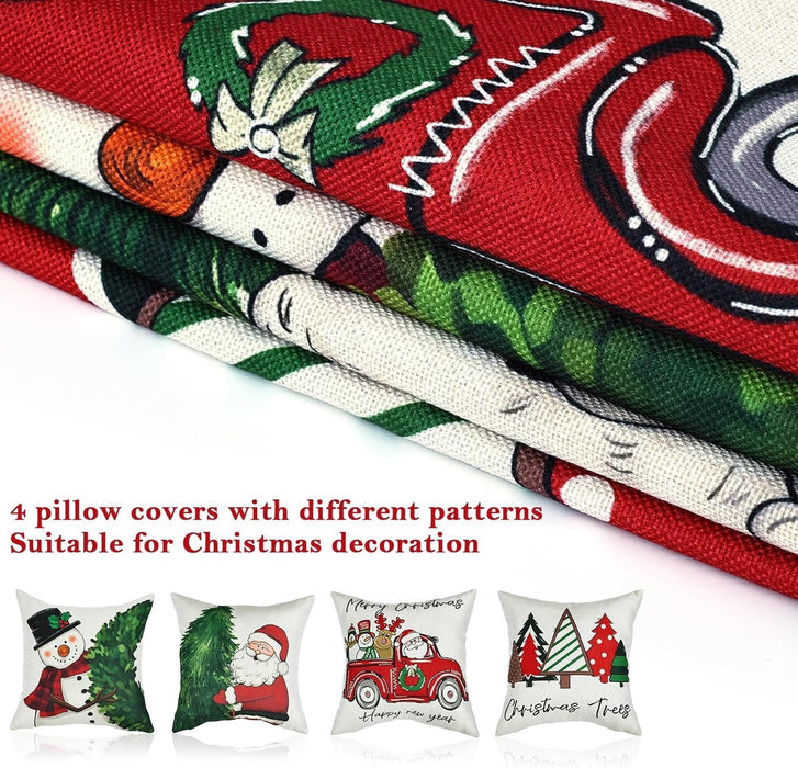 4-Pack Vintage Christmas Throw Pillow Covers Cushion Home Decor UK Stock