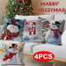 4 Pcs Christmas Cushion Cover Snowman Pillow Case Home Sofa Throw Decor Xmas 18"