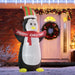 Tall 243cm inflatable Christmas penguin with LED lights and Santa hat