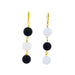 White Agate & Black Onyx Earrings – Elegant Yellow Gold Vermeil Dangle Design - Samanta Factory