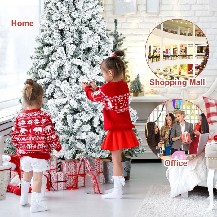 180/240 Cm Snow Flocked Artificial Christmas Tree with 600/1010 Tips
