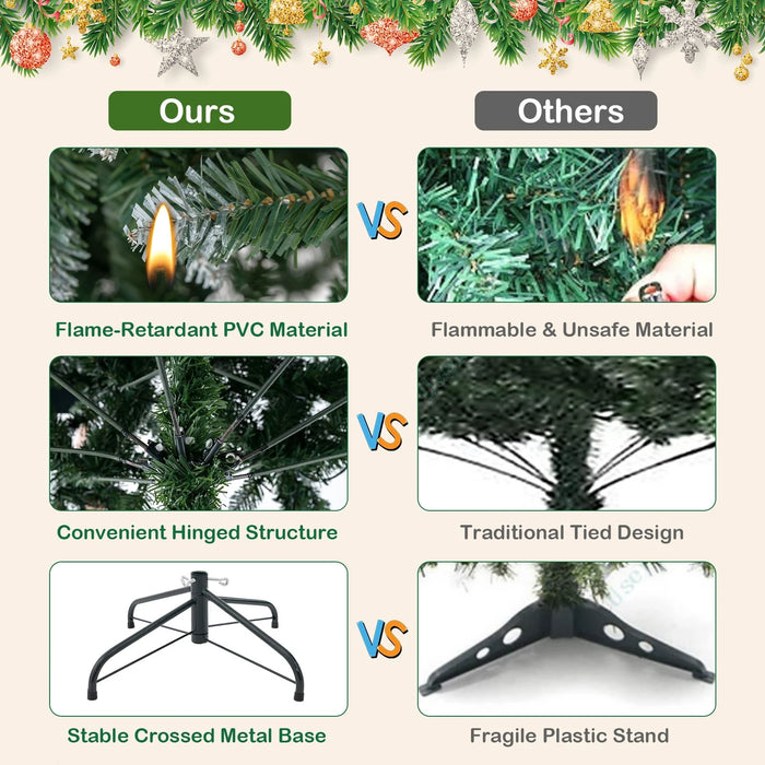 Pre-Lit Artificial Christmas Tree with 11 Lighting Modes and 350 LED Lights