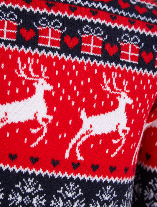 Kids Girls Christmas Jumper Snow Reindeer Nordic Fairisle Xmas Sweater Novelty