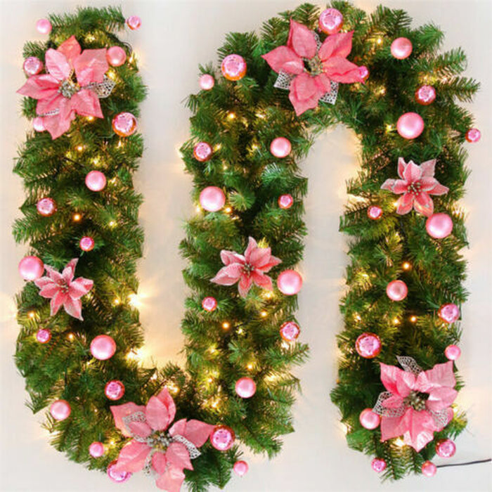 9Ft Christmas Garland Decoration Door Wreath Xmas Fireplace