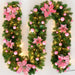 9Ft Christmas Garland Decoration Door Wreath Xmas Fireplace